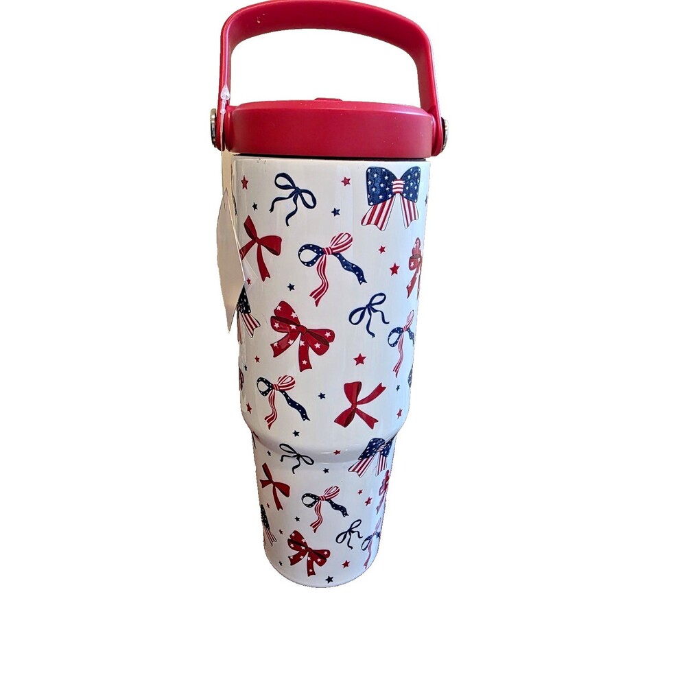 Hobby Lobby Patriotic 30 oz Double Wall Insulated Tumbler with Flip Straw New